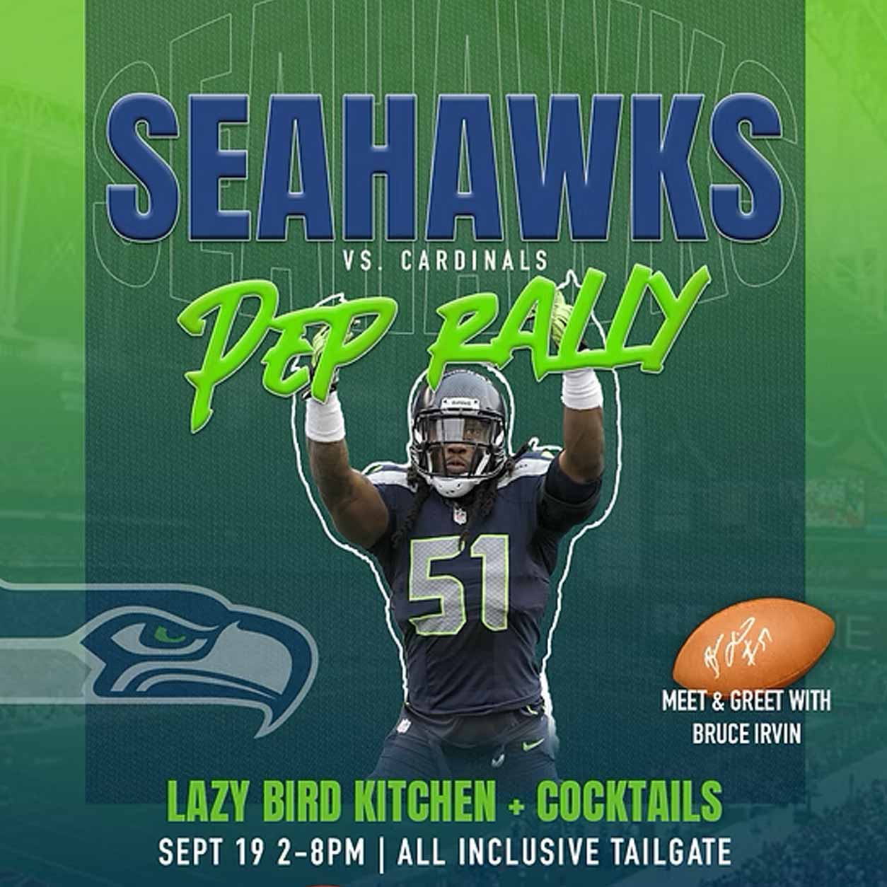 lazybird Seahawks pep-rally event graphic